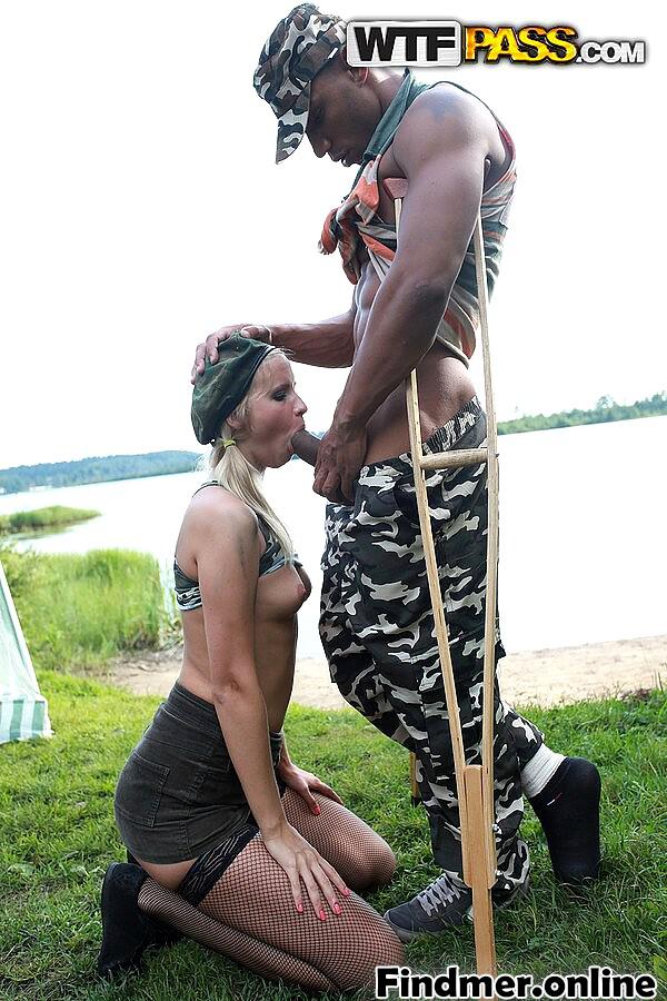 Dinner Blonde Sexblojcom! Military girl Ariana gets double fucked in a tent during a gangbang initi #D531NIsg